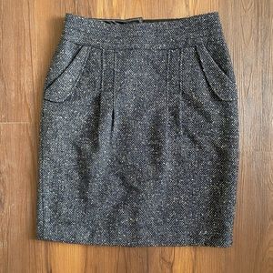 Cabi tweed charcoal gray brown taupe midi wool blend pencil skirt